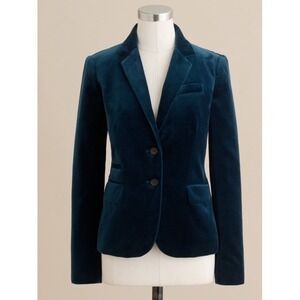 J.‎ CREW Schoolboy Teal Green Velvet Blazer Size 4